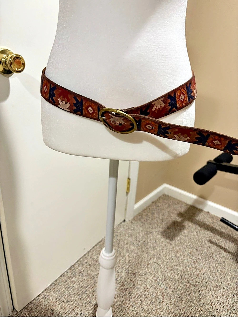 Geometric Pattern Belt in Brown s/m